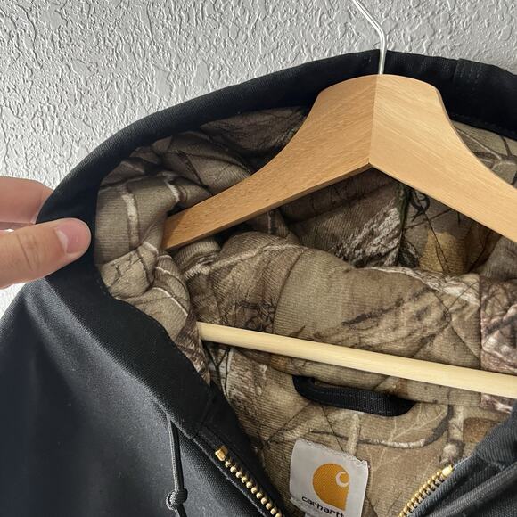 Vintage Carhartt Black Camo Lined Jacket Men’s XXL Canvas Workwear Zip-up J-140 - Picture 6 of 7